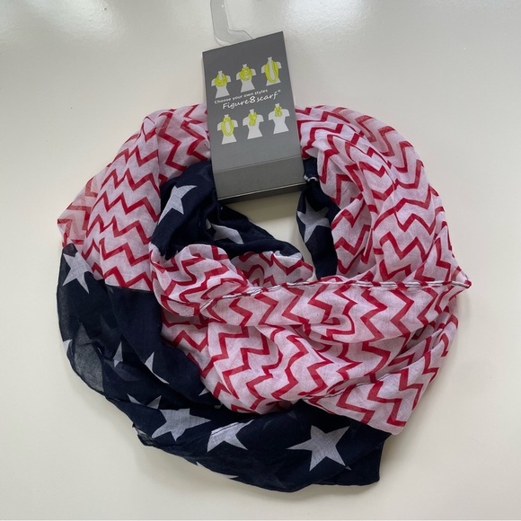 Figure 8 American Flag United State Red White Blue July 4 infinity scarf NWT - Picture 3 of 5